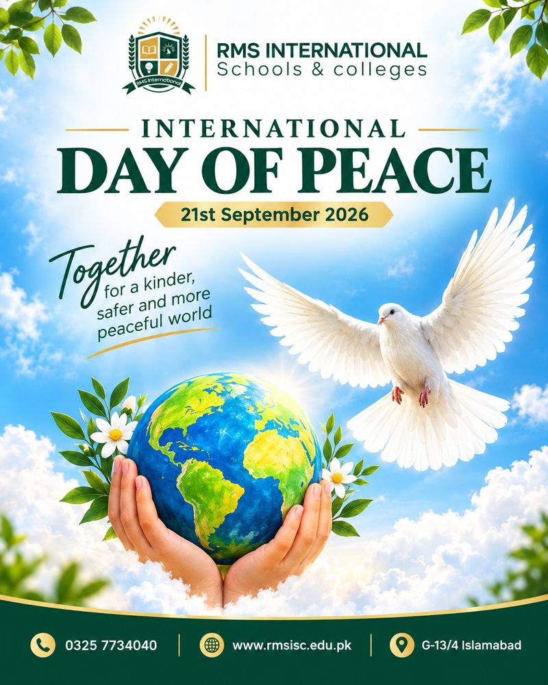 International Day of Peace poster, 21 September 2026: a white dove and hands holding the globe, with the words Together for a kinder, safer and more peaceful world.
